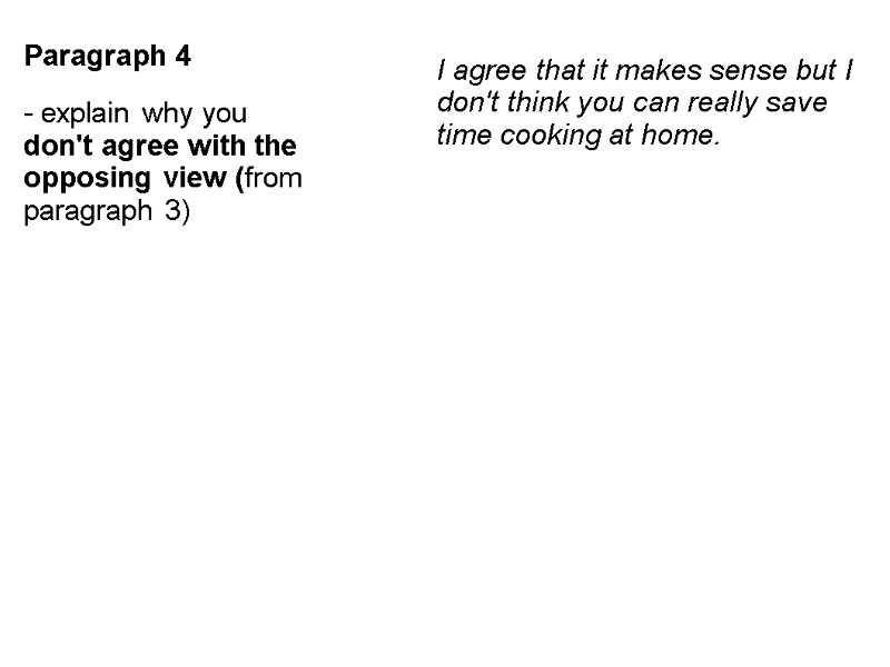 Paragraph 4  - explain why you don't agree with the opposing view (from